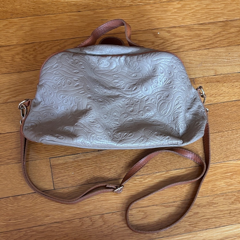 Made in Italy, Elegant Brown/TaupeEmbossed Women's Bag